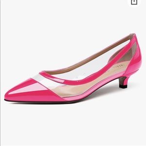 NWT - Pink and clear 2 inch pumps WITH BOX - SZ 9